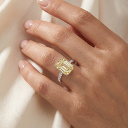 Lab-Grown Yellow Diamond Ring | 5.31 CT Total Diamonds | 18K White Gold-Saleh Sallom