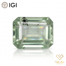 IGI Certified Natural Prehnite | 4.78 Carats Emerald Cut | Yellowish Green Luxury Gemstone-Saleh Sallom