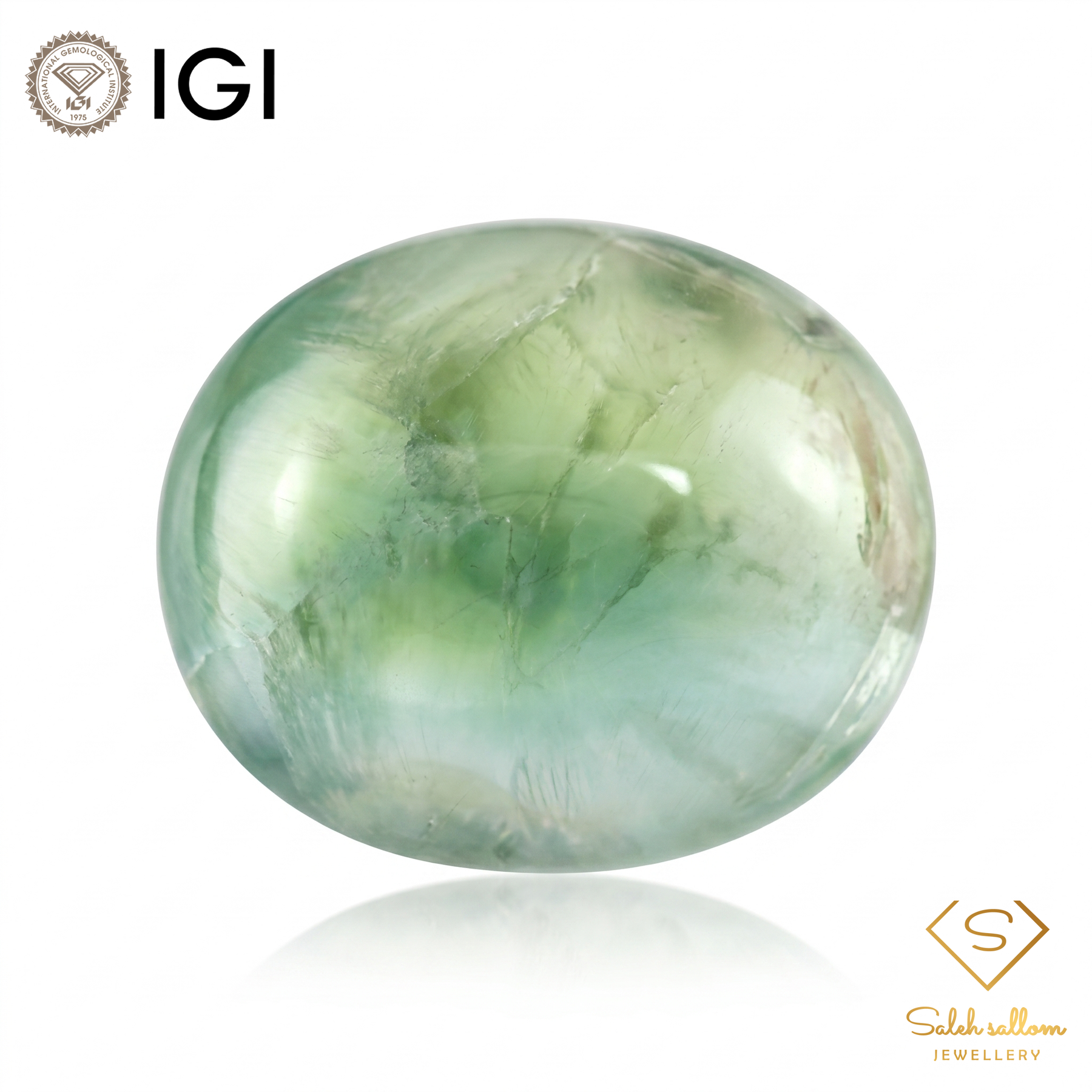 IGI Certified Natural Prehnite | 58.54 Carats Oval Cabochon | Collector Statement Gemstone-Saleh Sallom