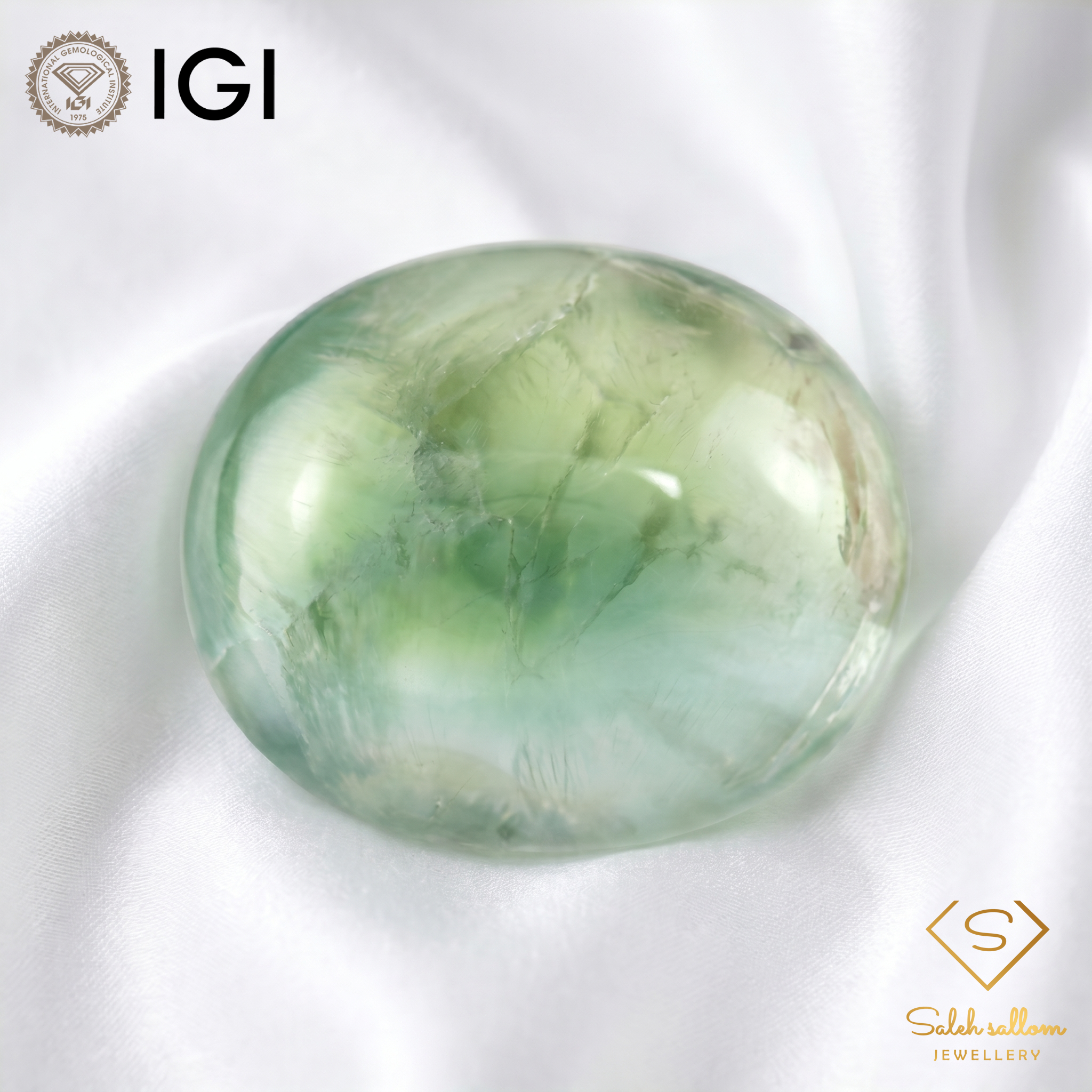 IGI Certified Natural Prehnite | 58.54 Carats Oval Cabochon | Collector Statement Gemstone Secondary image