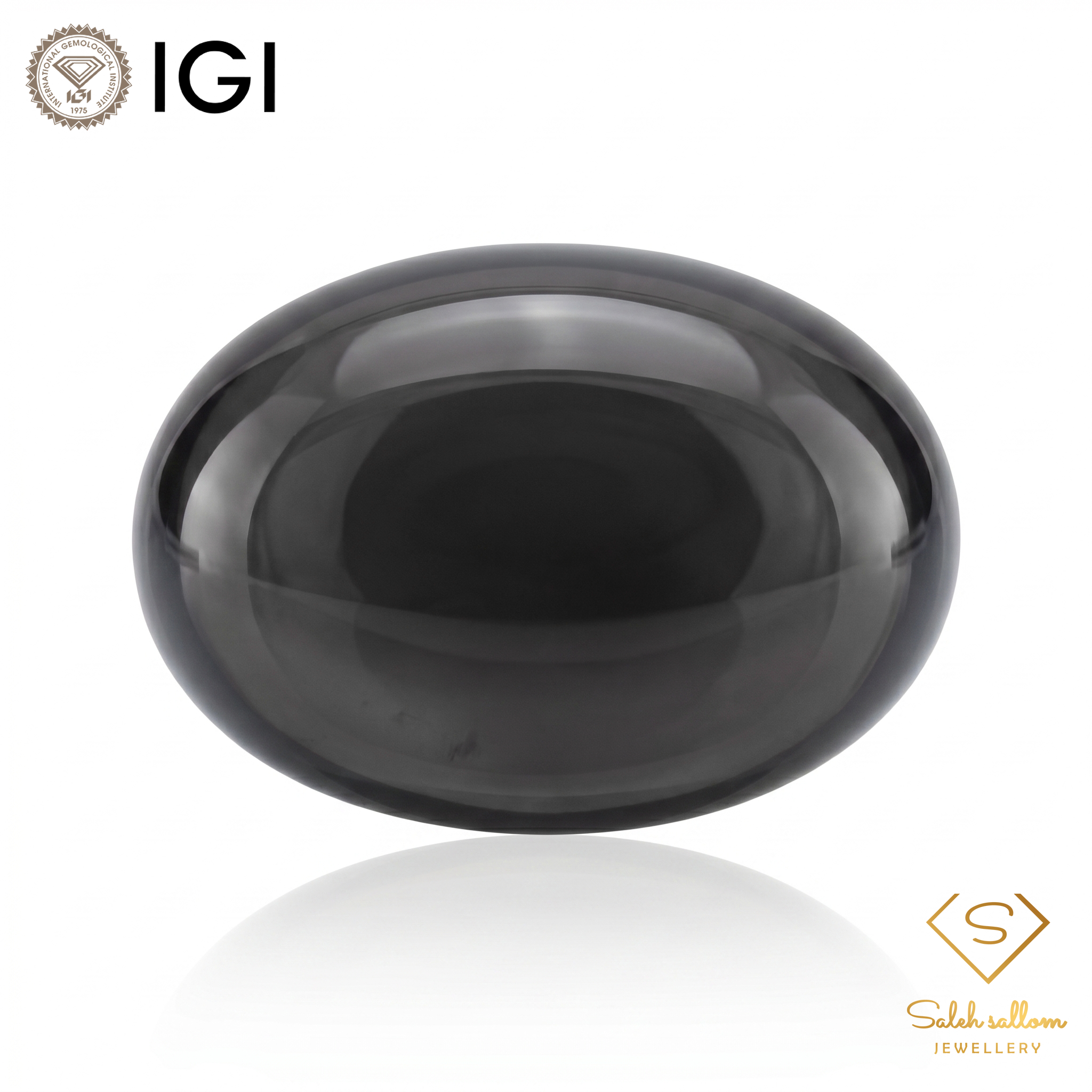 IGI Certified Dark Onyx-Style Gem | 9.15 Carat Oval Cabochon | Bold Masculine Stone-Saleh Sallom Main image