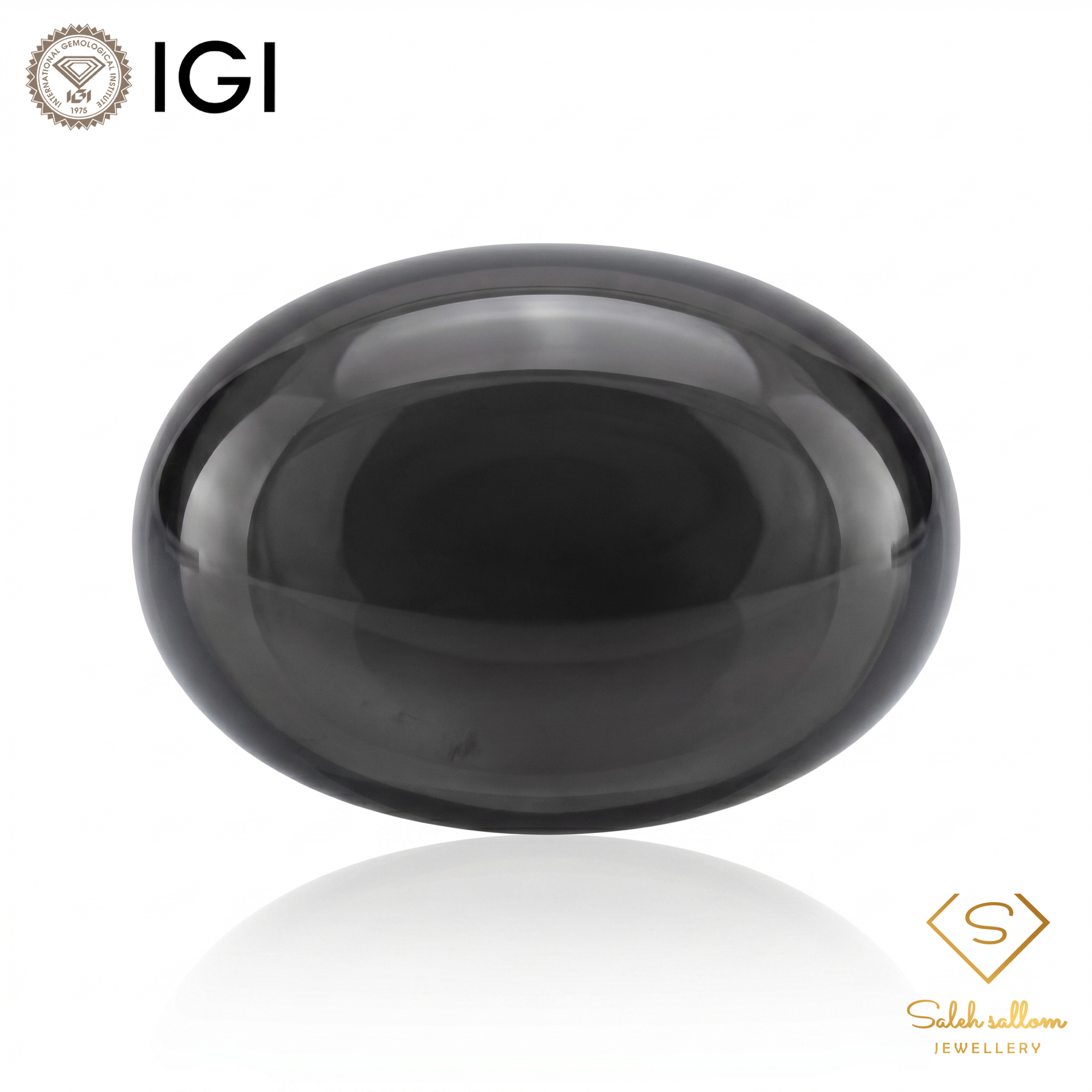 IGI Certified Dark Onyx-Style Gem | 9.15 Carat Oval Cabochon | Bold Masculine Stone-Saleh Sallom