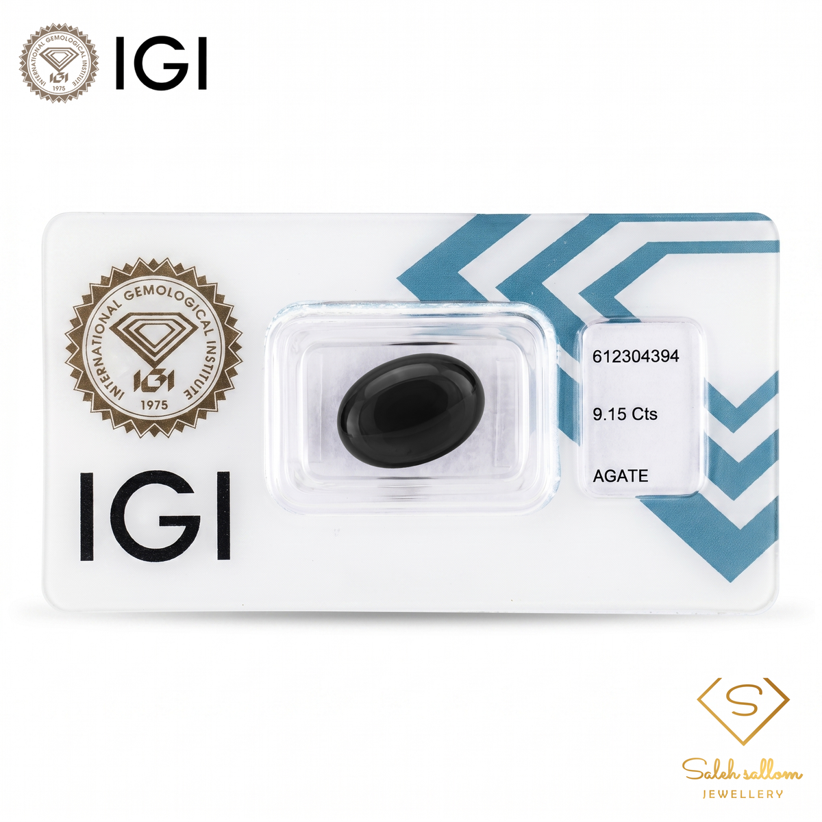 IGI Certified Dark Onyx-Style Gem | 9.15 Carat Oval Cabochon | Bold Masculine Stone-Saleh Sallom