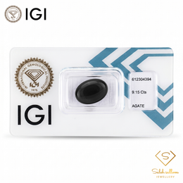 IGI Certified Dark Onyx-Style Gem | 9.15 Carat Oval Cabochon | Bold Masculine Stone-Saleh Sallom
