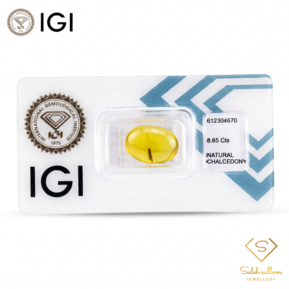 IGI Certified Natural Yellow Chalcedony | 8.65 Carats Oval Cabochon | Luxury Collector Gemstone-Saleh Sallom