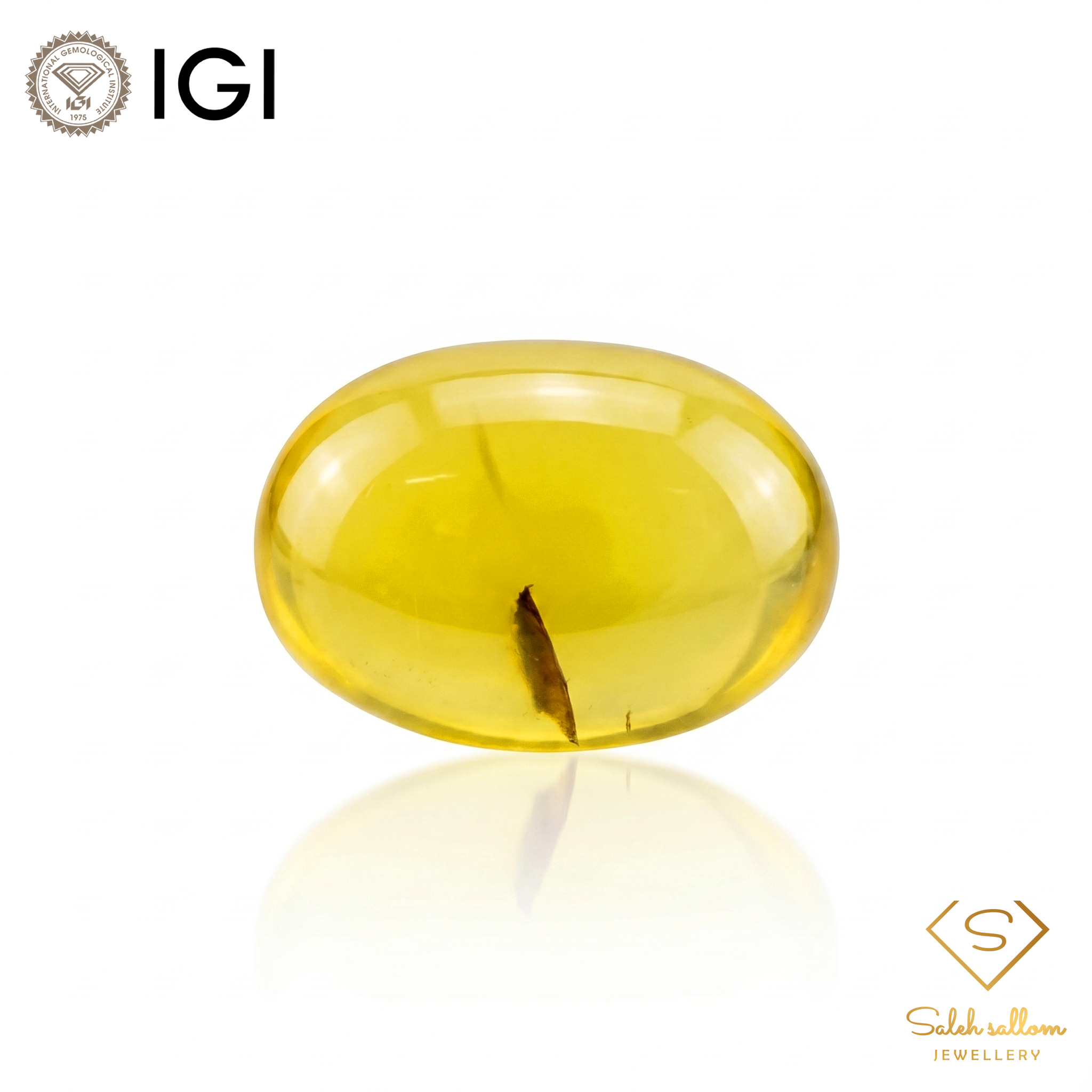 IGI Certified Natural Yellow Chalcedony | 8.65 Carats Oval Cabochon | Luxury Collector Gemstone-Saleh Sallom Main image