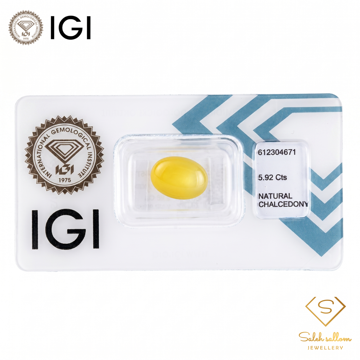 IGI Certified Natural Yellow Chalcedony | 5.92 Carats Oval Cabochon | Elegant Collector Gemstone-Saleh Sallom