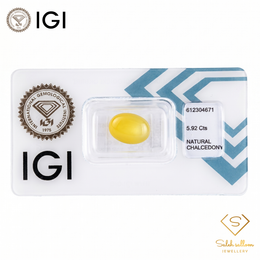 IGI Certified Natural Yellow Chalcedony | 5.92 Carats Oval Cabochon | Elegant Collector Gemstone-Saleh Sallom
