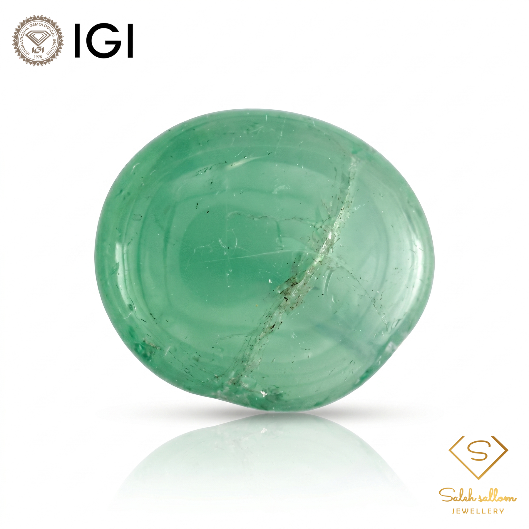 IGI Certified Natural Green Chalcedony | 4.39 Carats Oval Cabochon | Elegant Collector Gemstone-Saleh Sallom
