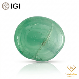 IGI Certified Natural Green Chalcedony | 4.39 Carats Oval Cabochon | Elegant Collector Gemstone-Saleh Sallom