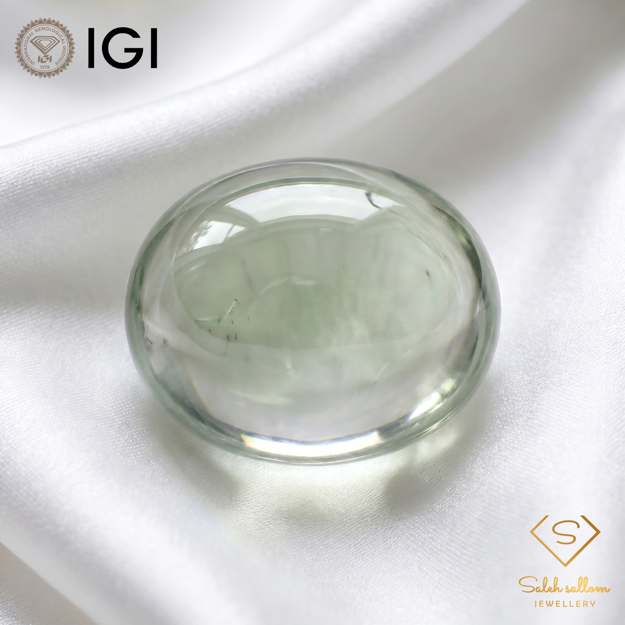 IGI Certified Natural Orthoclase Feldspar | 18.92 Carat Oval Cabochon | Greenish Yellow Gemstone Secondary image