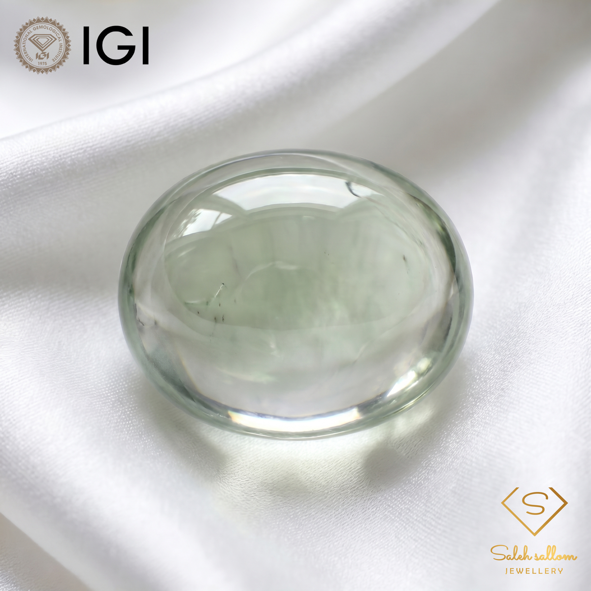 IGI Certified Natural Orthoclase Feldspar | 18.92 Carat Oval Cabochon | Greenish Yellow Gemstone-Saleh Sallom