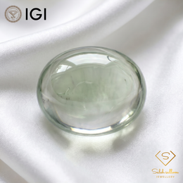 IGI Certified Natural Orthoclase Feldspar | 18.92 Carat Oval Cabochon | Greenish Yellow Gemstone-Saleh Sallom
