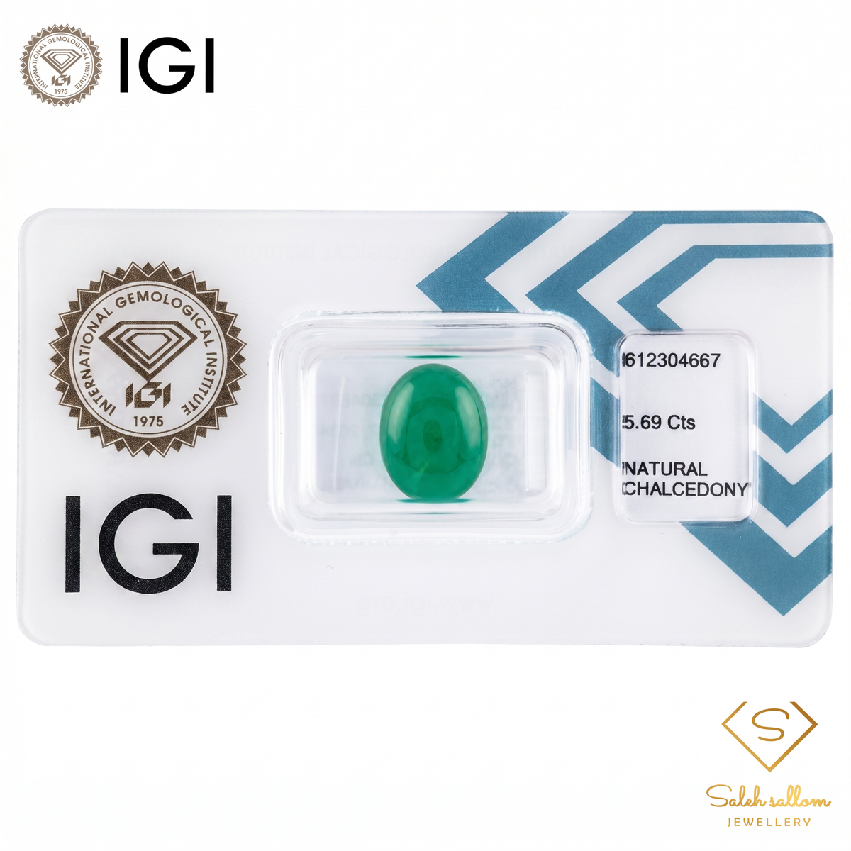 IGI Certified Vivid Green Cabochon Gem | 5.69 Carat | Soft Glow Luxury Stone-Saleh Sallom