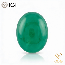 IGI Certified Vivid Green Cabochon Gem | 5.69 Carat | Soft Glow Luxury Stone-Saleh Sallom