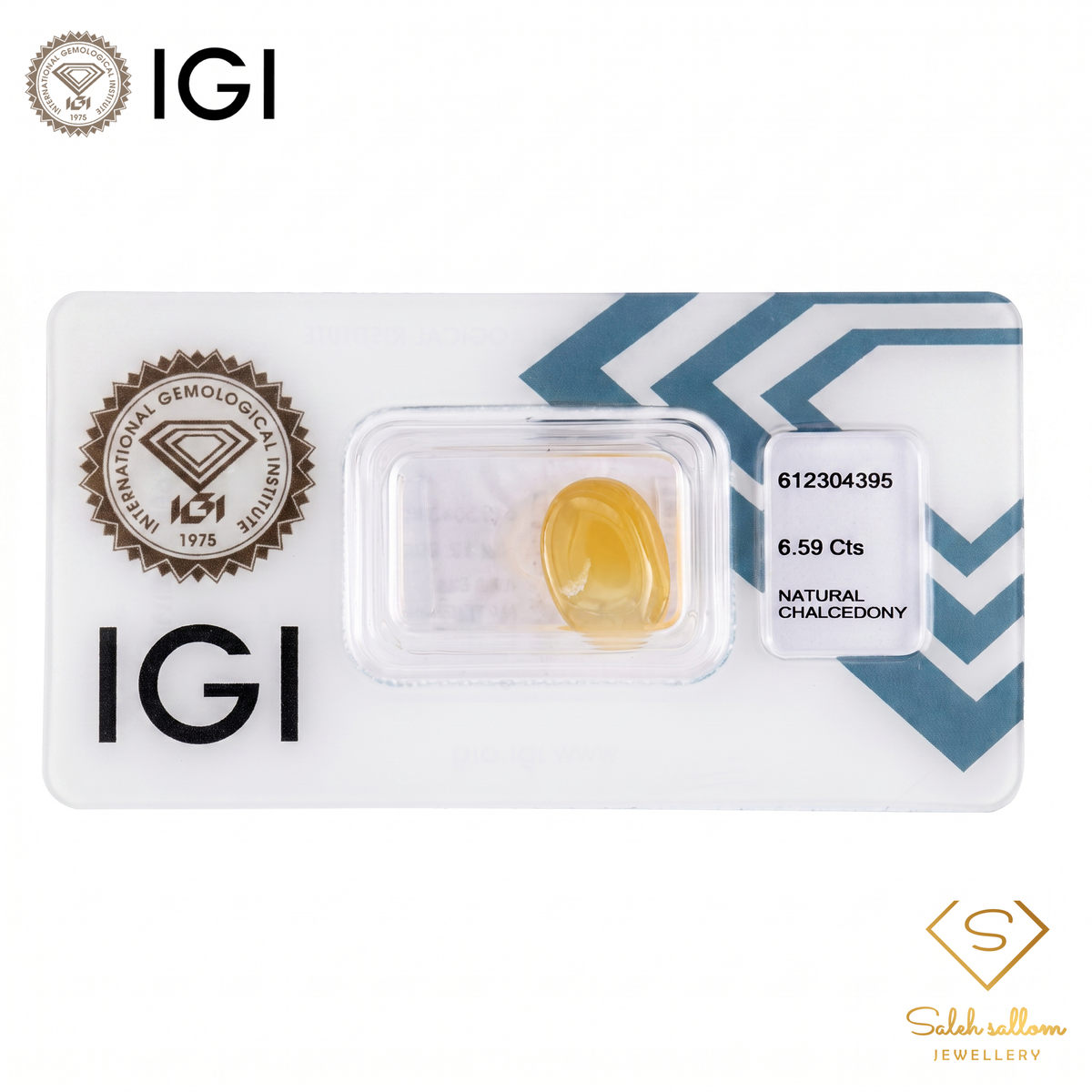 IGI Certified Natural Orangy Yellow Chalcedony | 6.59 Carats Oval Cabochon | Elegant Gemstone-Saleh Sallom