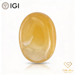 IGI Certified Natural Orangy Yellow Chalcedony | 6.59 Carats Oval Cabochon | Elegant Gemstone-Saleh Sallom