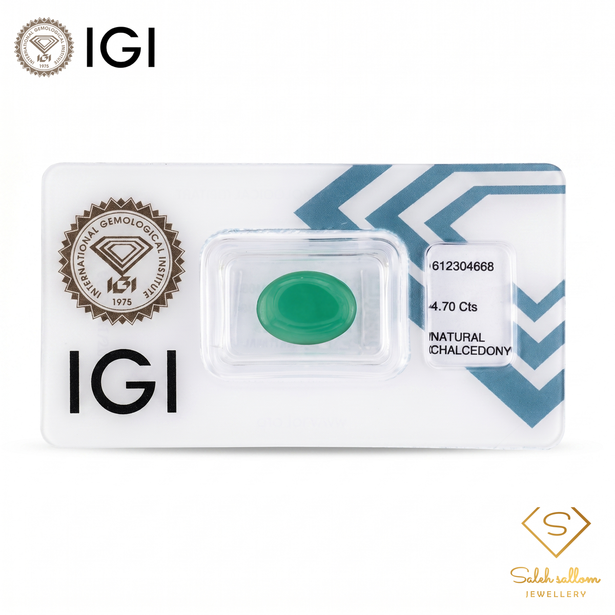 IGI Certified Natural Green Chalcedony | 4.70 Carats Oval Cabochon | Elegant Gemstone-Saleh Sallom