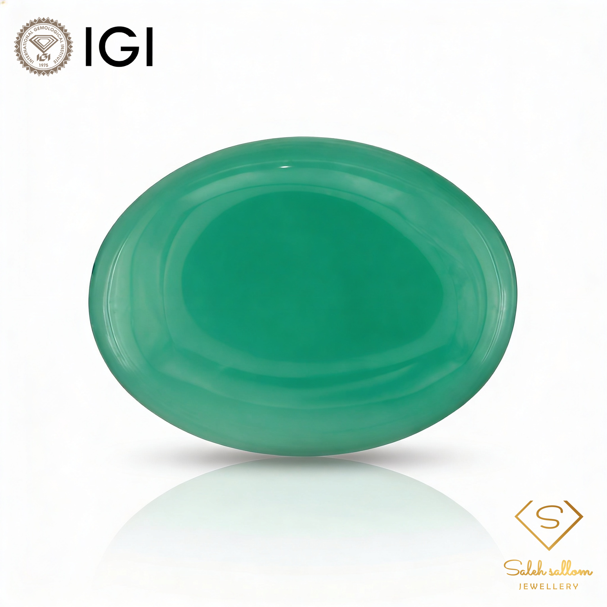 IGI Certified Natural Green Chalcedony | 4.70 Carats Oval Cabochon | Elegant Gemstone-Saleh Sallom Main image