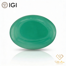 IGI Certified Natural Green Chalcedony | 4.70 Carats Oval Cabochon | Elegant Gemstone-Saleh Sallom
