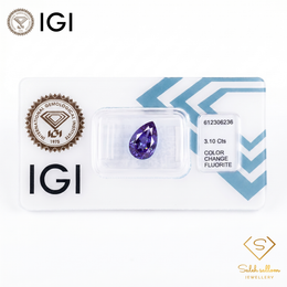 IGI Certified Natural Color Change Fluorite | 3.10 Carats Pear Mixed Cut | Blue to Purple Collector Gemstone-Saleh Sallom