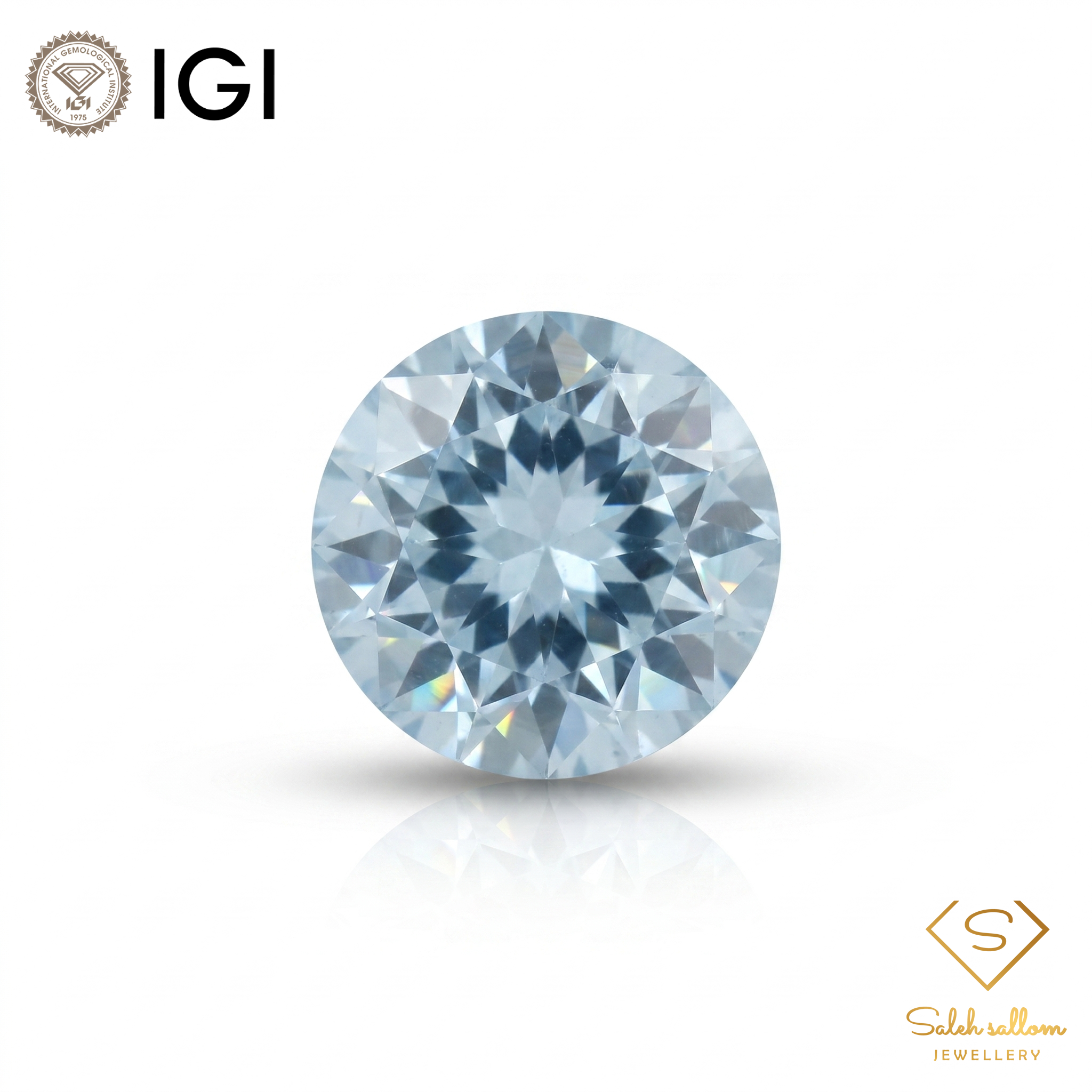 IGI Certified Natural Aquamarine | 1.23 Carats Round Mixed Cut | Greenish Blue Luxury Gemstone-Saleh Sallom Main image