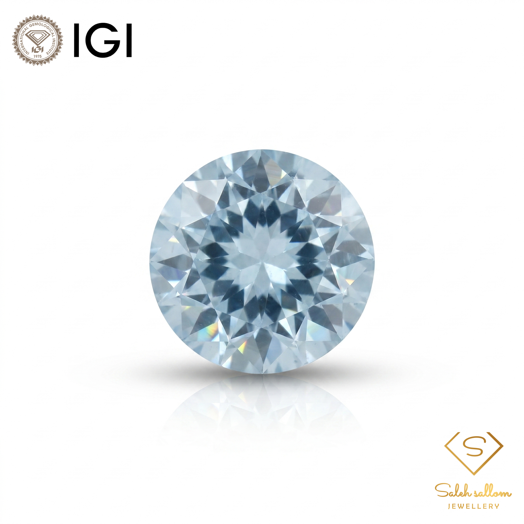 IGI Certified Natural Aquamarine | 1.23 Carats Round Mixed Cut | Greenish Blue Luxury Gemstone-Saleh Sallom