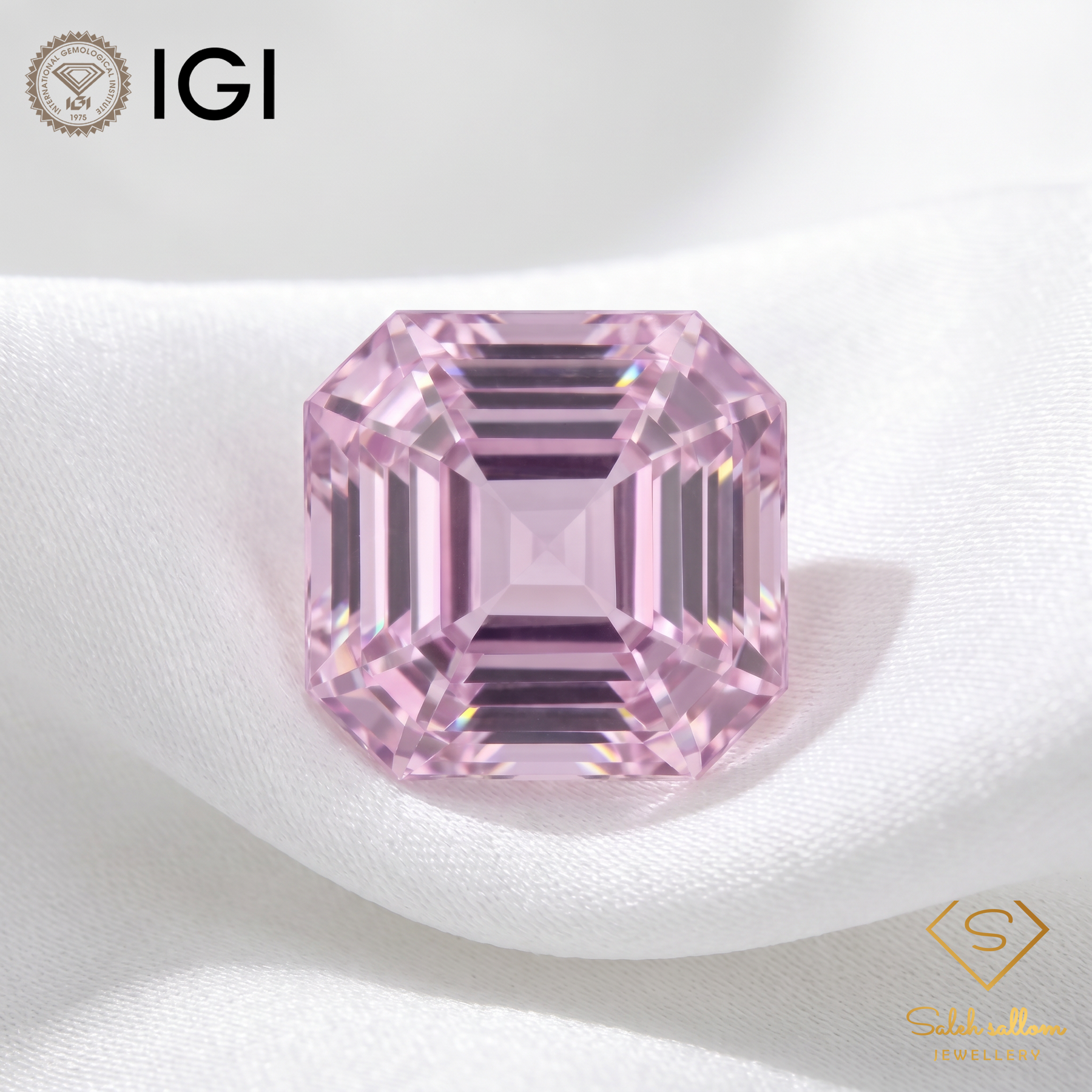 IGI Certified Natural Kunzite | 12.26 Carats Square Emerald Cut | Violetish Pink Luxury Gemstone-Saleh Sallom