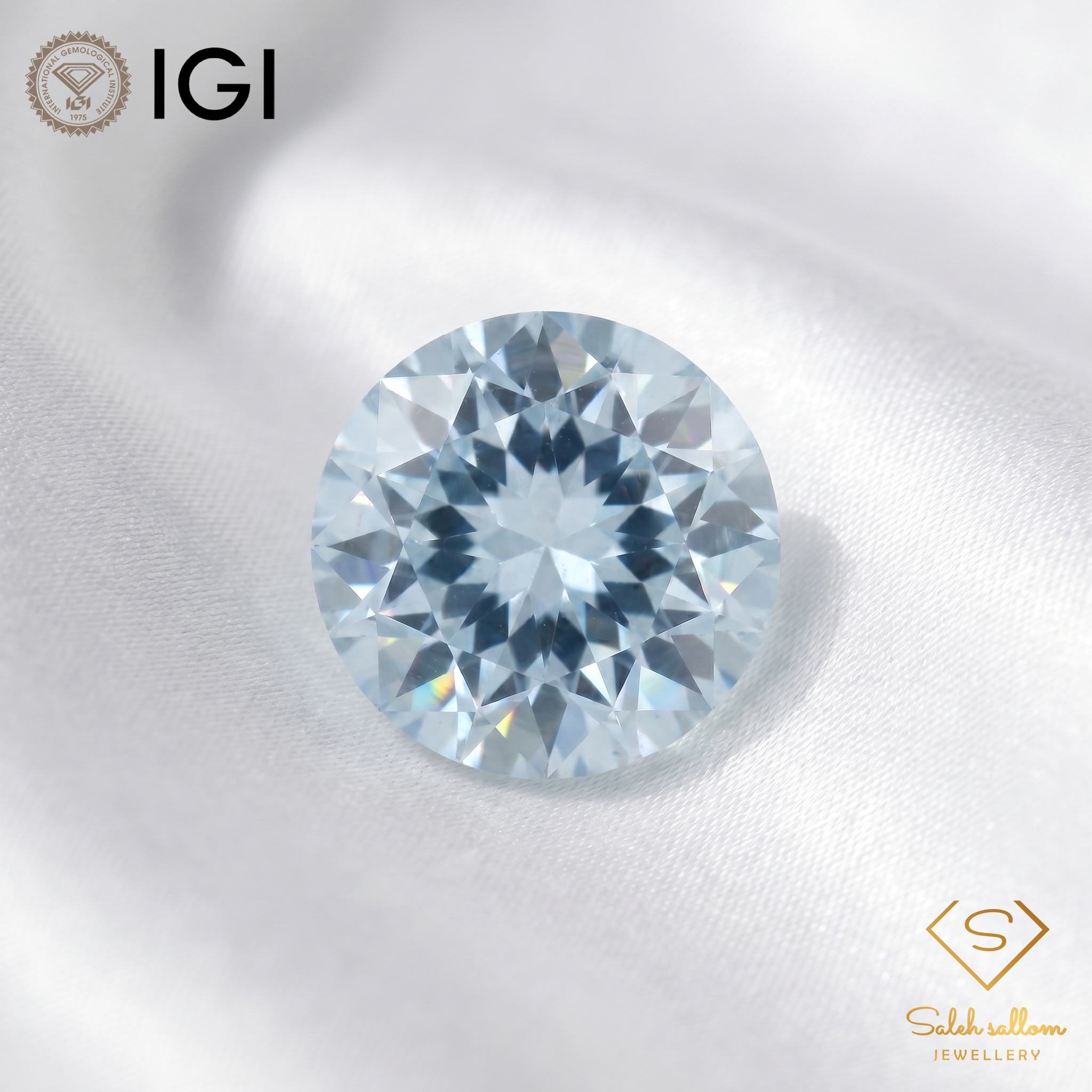 IGI Certified Natural Aquamarine | 1.23 Carats Round Mixed Cut | Greenish Blue Luxury Gemstone Secondary image