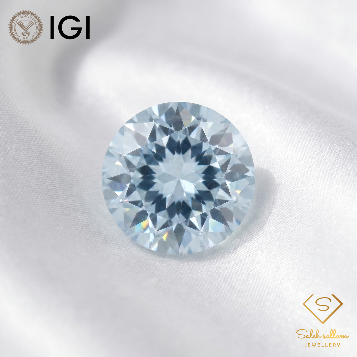 IGI Certified Natural Aquamarine | 1.23 Carats Round Mixed Cut | Greenish Blue Luxury Gemstone-Saleh Sallom