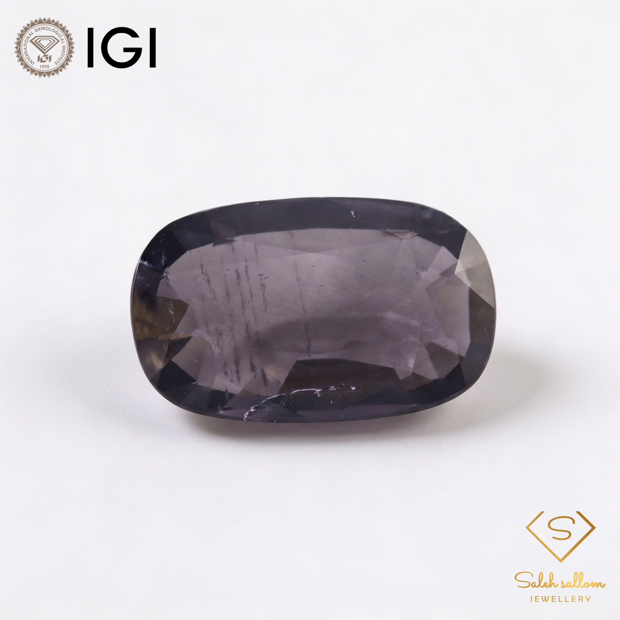 IGI Certified Natural Iolite | 5.91 Carats Cushion Mixed Cut | Bluish Violet Luxury Gemstone-Saleh Sallom Main image