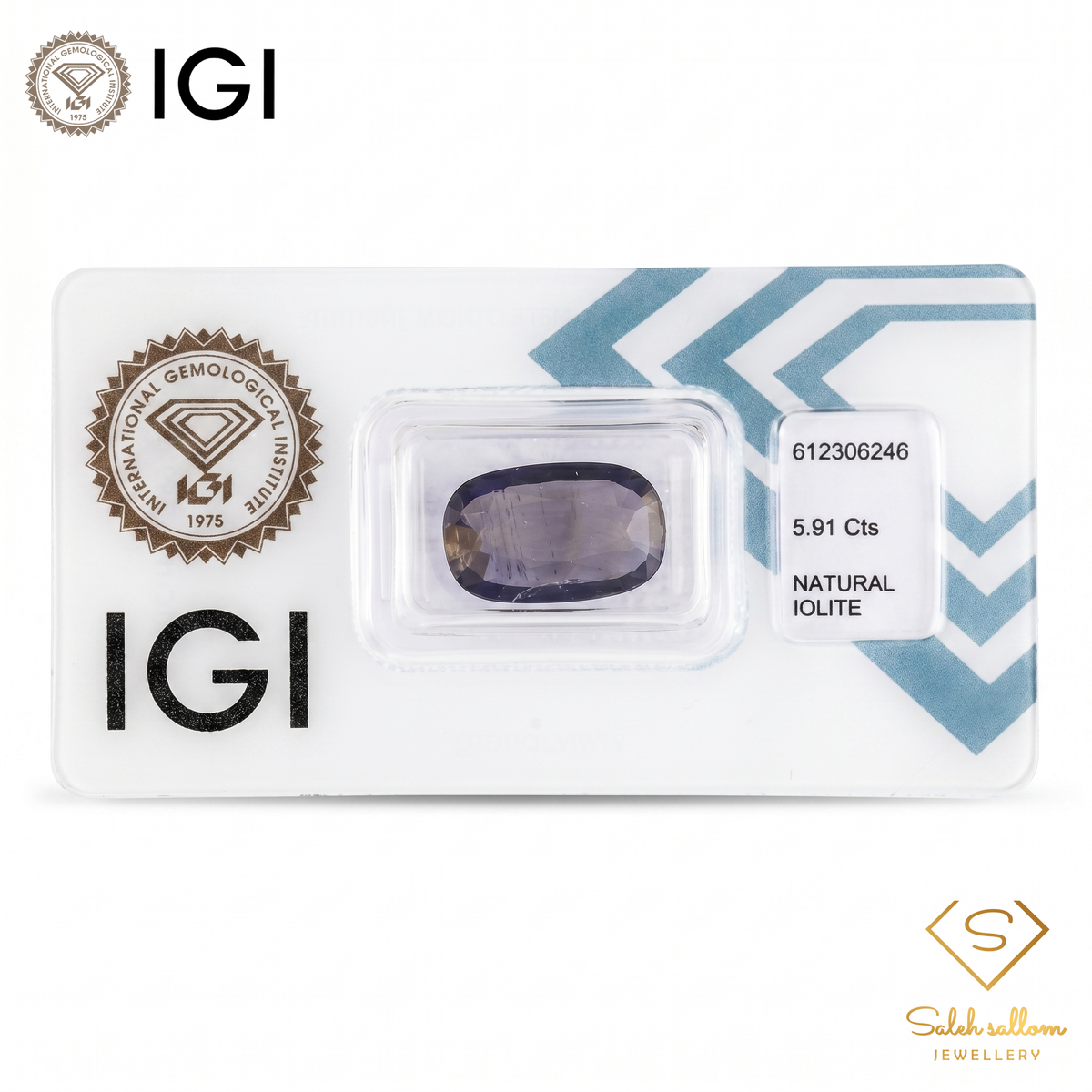IGI Certified Natural Iolite | 5.91 Carats Cushion Mixed Cut | Bluish Violet Luxury Gemstone-Saleh Sallom