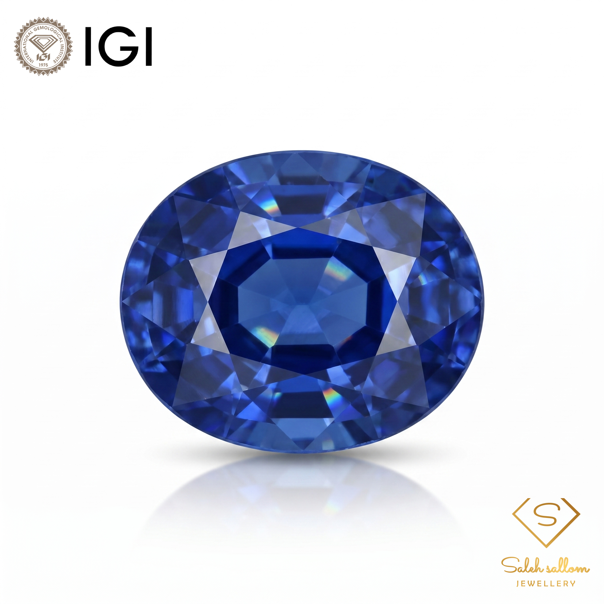 IGI Certified Laboratory Grown Blue Sapphire | 9.23 Carats Oval Mixed Cut-Saleh Sallom Main image