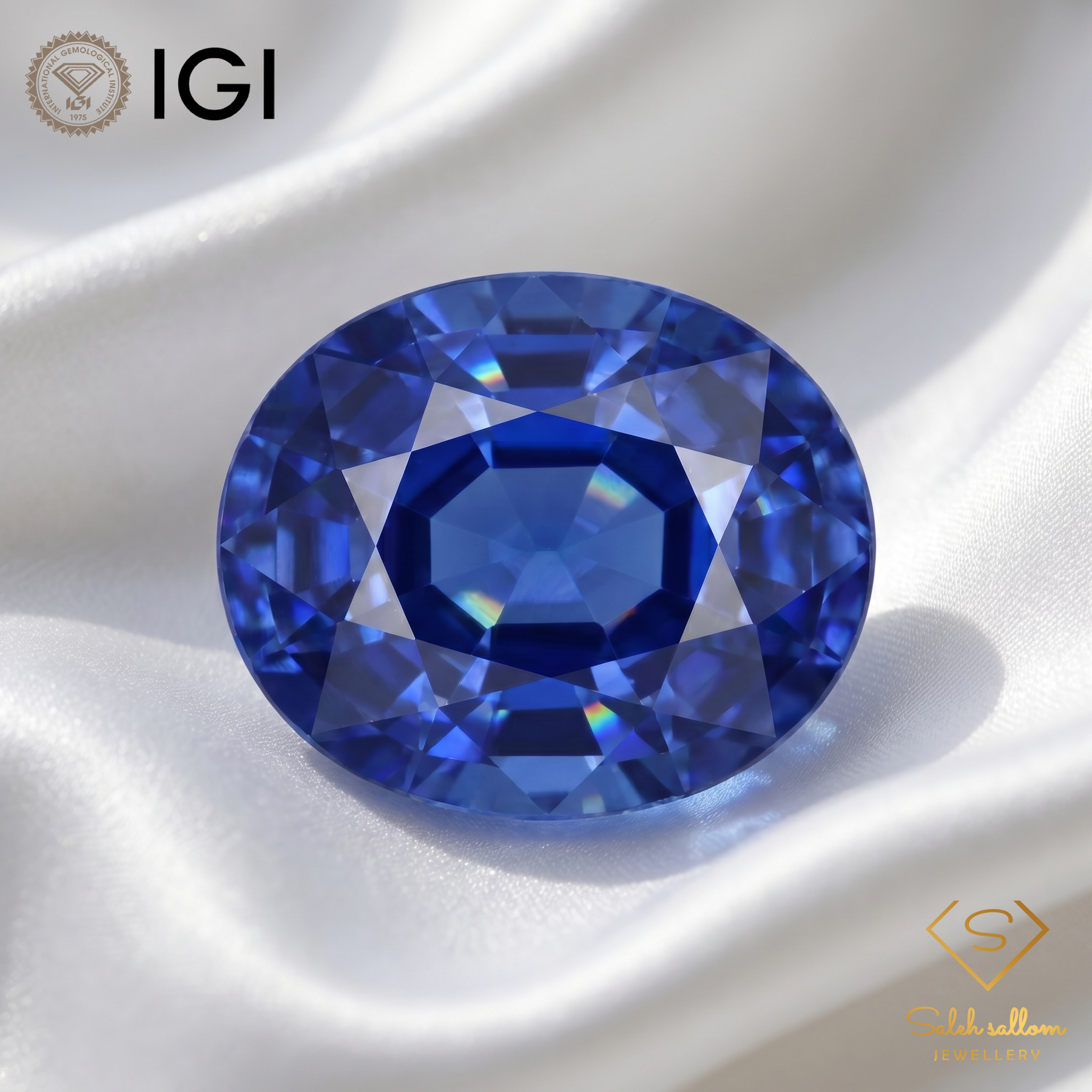 IGI Certified Laboratory Grown Blue Sapphire | 9.23 Carats Oval Mixed Cut-Saleh Sallom