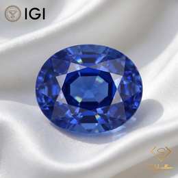 IGI Certified Laboratory Grown Blue Sapphire | 9.23 Carats Oval Mixed Cut-Saleh Sallom