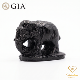81.40 Ct Natural Black Tourmaline Elephant Carving | GIA Reported Tourmaline Sculpture | Hand-Carved Gemstone Artwork