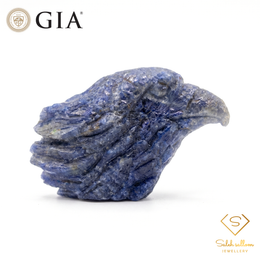 212.80 Ct Natural Blue Sapphire Eagle Carving – GIA Certified Unheated Sapphire Sculpture