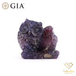 78.09 Ct Natural Unheated Purple Sapphire Carving – GIA Certified Natural Corundum Sculpture
