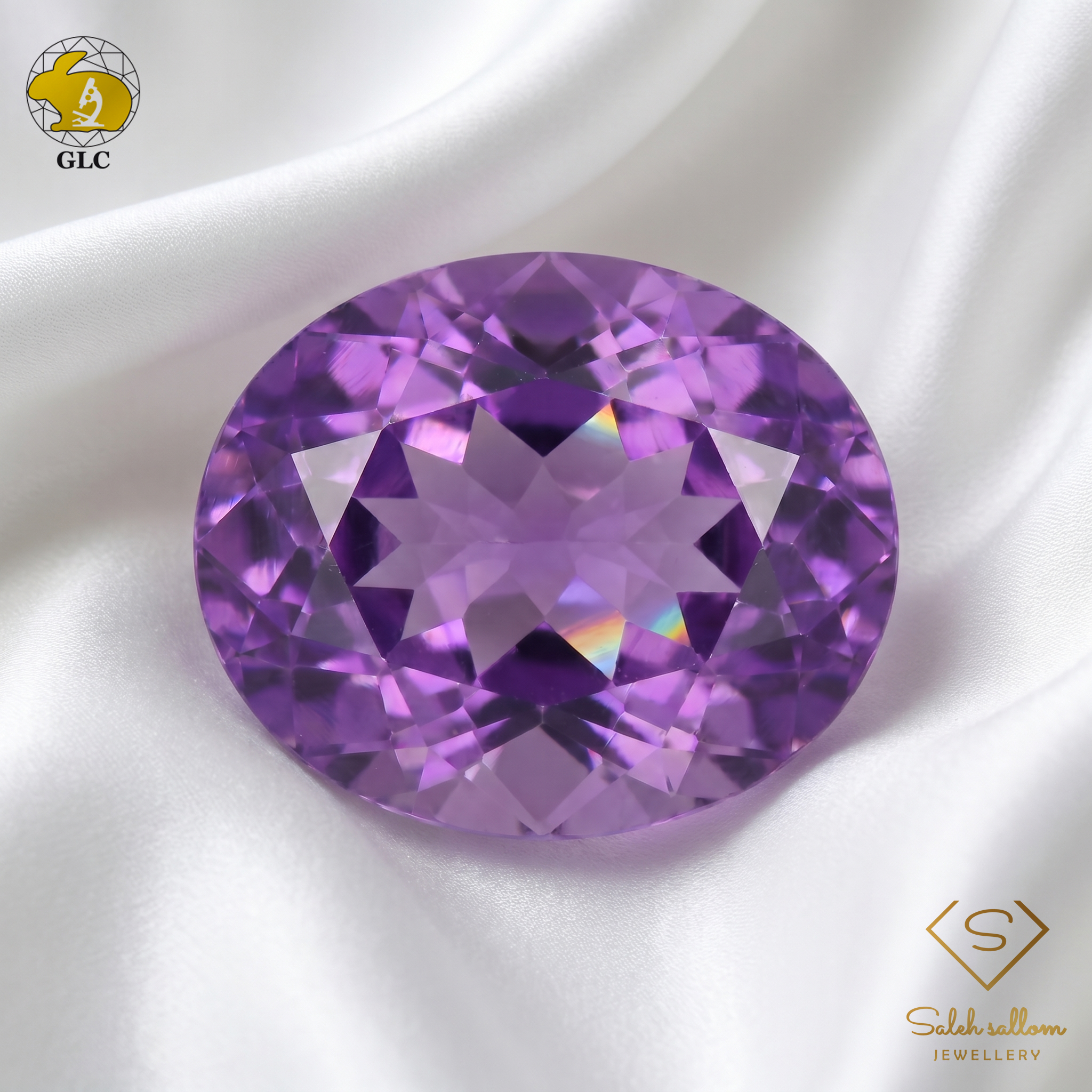 GLC Certified Natural Amethyst | 3.34 Carats Oval Fancy Cut | Purple Luxury Gemstone-Saleh Sallom Main image