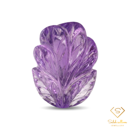 25.68 Ct Natural Amethyst Leaf Carving | Hand-Carved Purple Quartz Gemstone Artwork