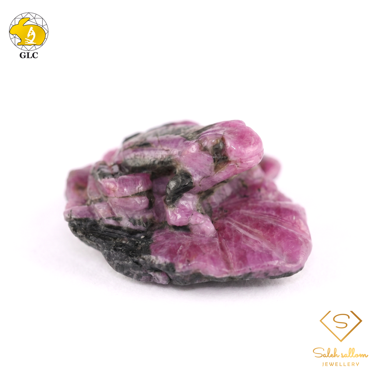 204.37 Ct Natural Unheated Ruby Carving | Certified Purple-Red Ruby Sculpture | Collector Gemstone Artwork