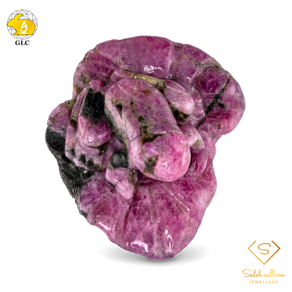 204.37 Ct Natural Unheated Ruby Carving | Certified Purple-Red Ruby Sculpture | Collector Gemstone Artwork