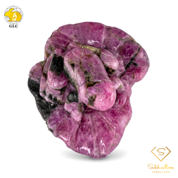 204.37 Ct Natural Unheated Ruby Carving | Certified Purple-Red Ruby Sculpture | Collector Gemstone Artwork