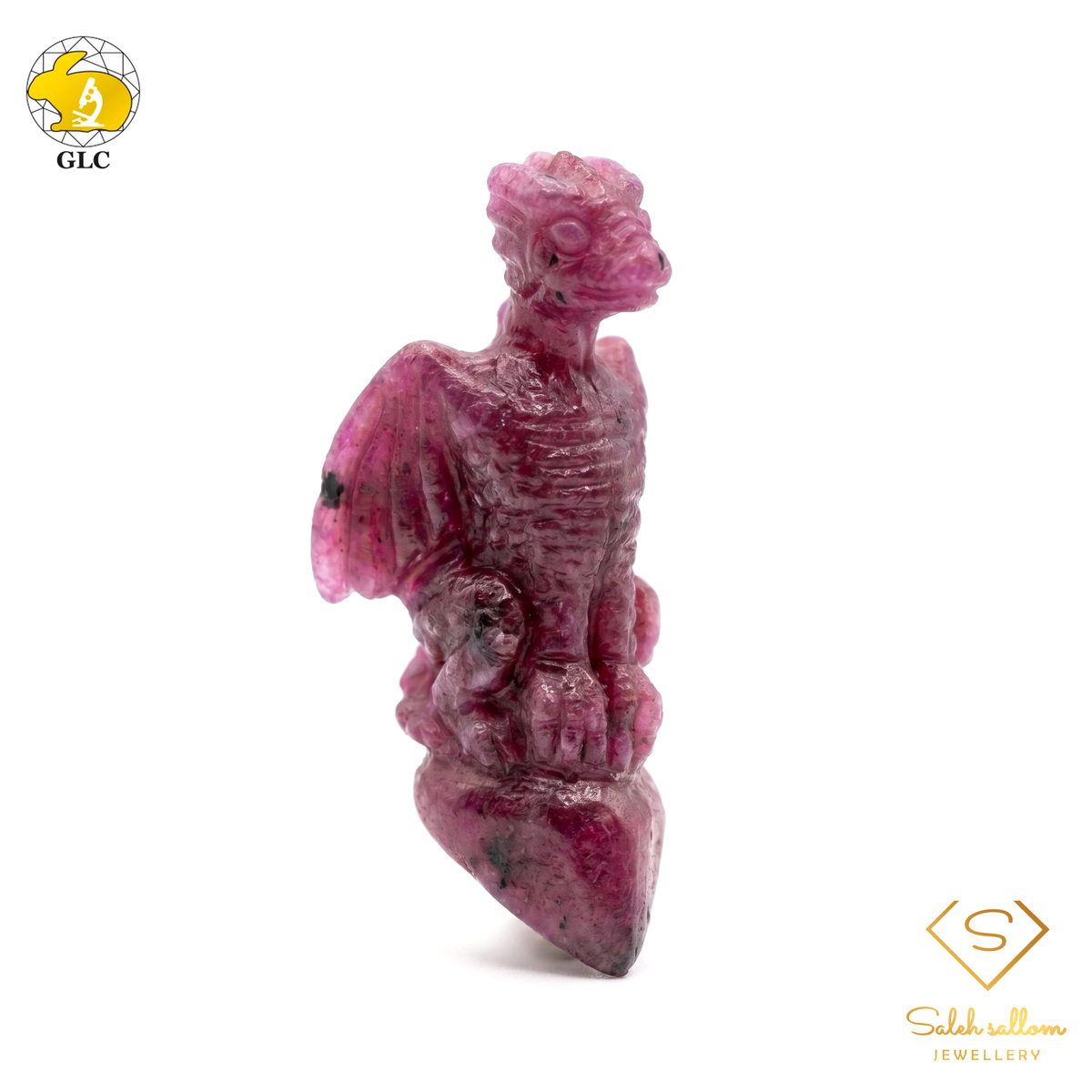 58.27 Ct Natural Unheated Ruby Carving | Certified Purplish Red Ruby Sculpture | Collector Gemstone Artwork