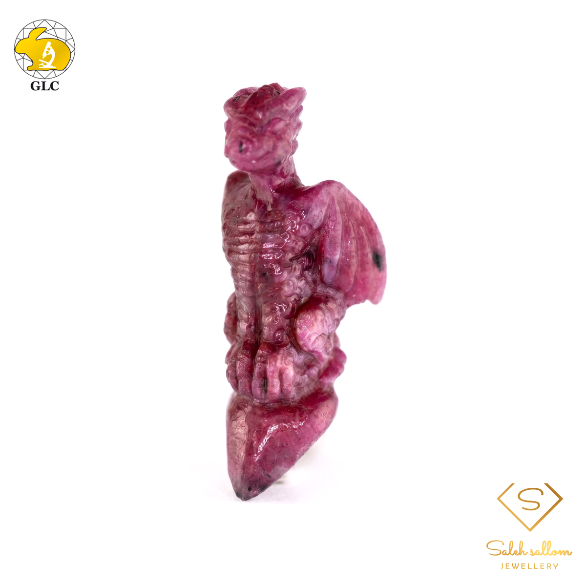 58.27 Ct Natural Unheated Ruby Carving | Certified Purplish Red Ruby Sculpture | Collector Gemstone Artwork