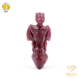 58.27 Ct Natural Unheated Ruby Carving | Certified Purplish Red Ruby Sculpture | Collector Gemstone Artwork