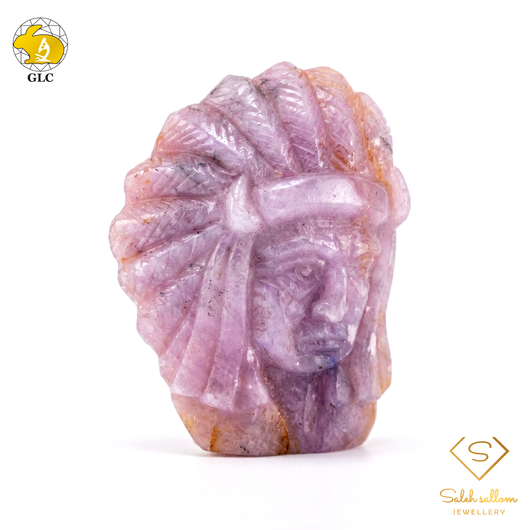 425.42 Ct Natural Unheated Pink Sapphire Lion Carving | Certified Purplish Pink Sapphire Sculpture | Collector Gemstone Artwork