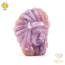 425.42 Ct Natural Unheated Pink Sapphire Lion Carving | Certified Purplish Pink Sapphire Sculpture | Collector Gemstone Artwork