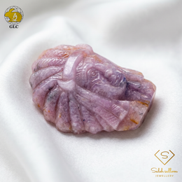 425.42 Ct Natural Unheated Pink Sapphire Lion Carving | Certified Purplish Pink Sapphire Sculpture | Collector Gemstone Artwork