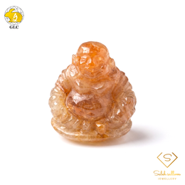 23.97 Ct Natural Unheated Yellow Sapphire Buddha Carving | Certified Sapphire Sculpture | Collector Gemstone Artwork